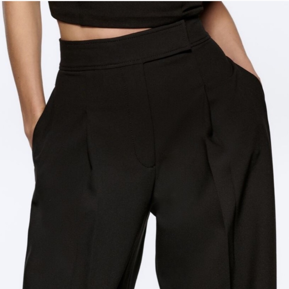 Zara Black Wide Leg Pants Jumpsuits - Picture 6 of 9